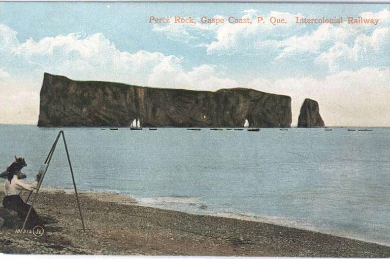 Percé Rock, Gaspe Coast, P. Que. Intercolonial Railway
