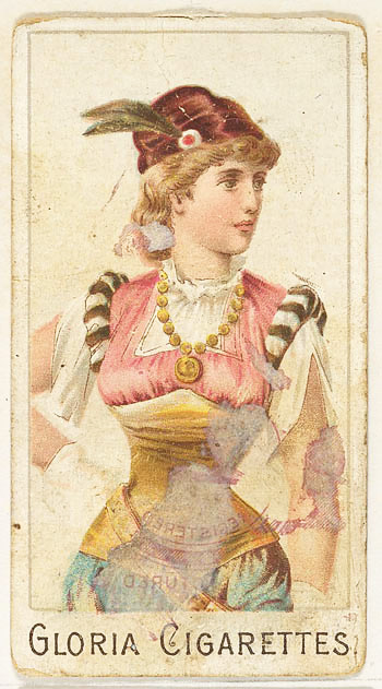 Colour postcard image of a young lady in circa 17th century dress.