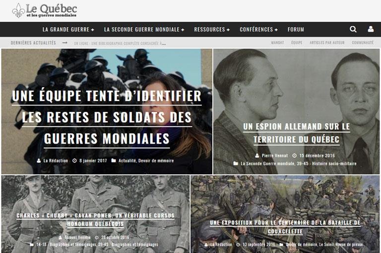 capture d'écran site web Québec et les guerres