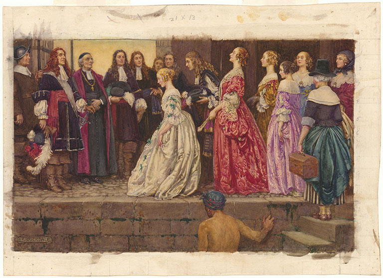 illustration couleur arrivée des filles du roi